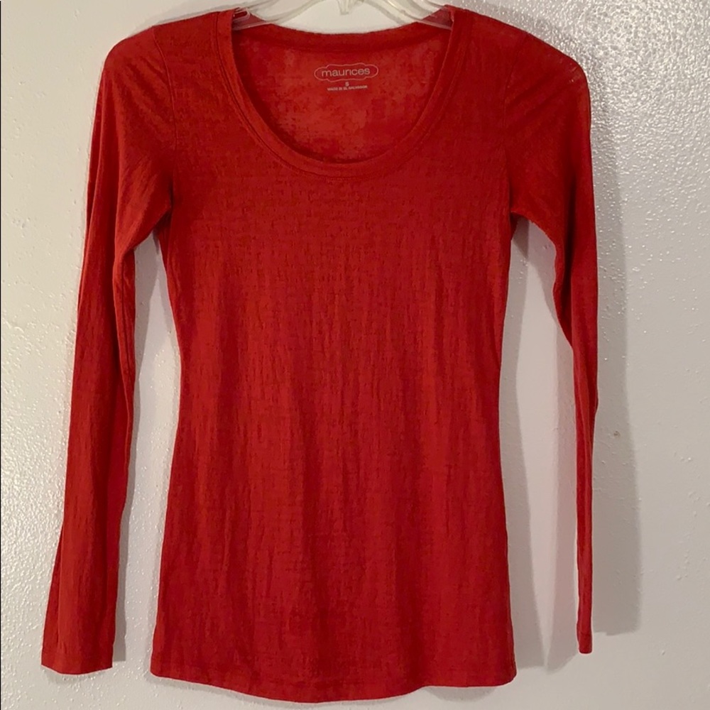 Rust orange burn out long sleeve. Small.